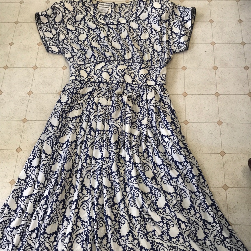 Navy and White Dress.  A Maggy London.